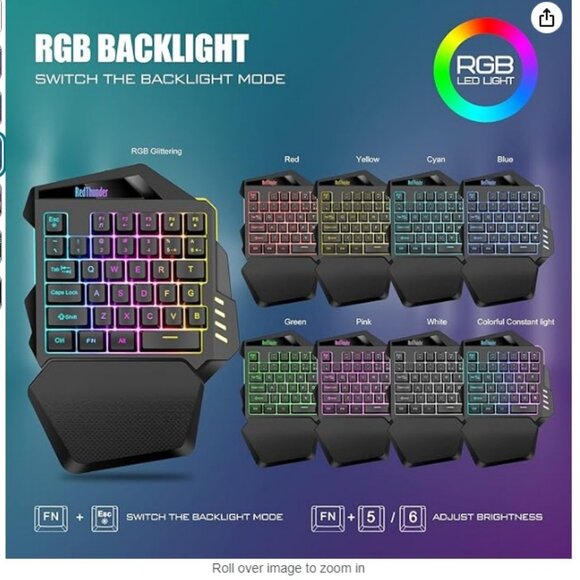 RedThunder Wireless One-Handed Gaming Keyboard - Picture 2 of 6